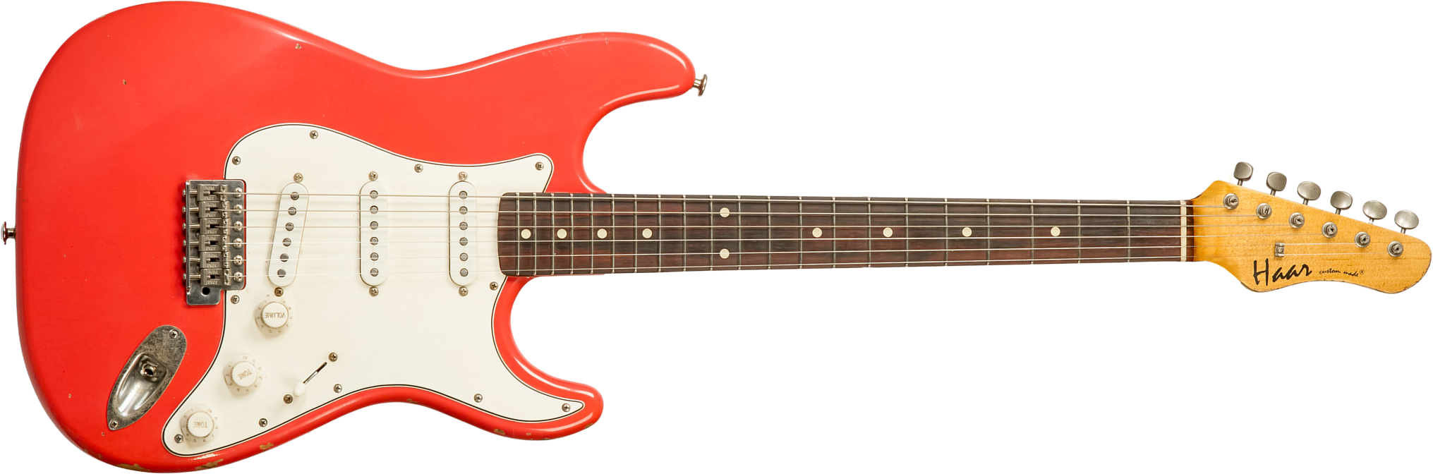 Haar Guitars Trad S 3s Lindy Fralin Trem Rw #42274 - Aged Fiesta Red - Elektrische gitaar in Str-vorm - Main picture
