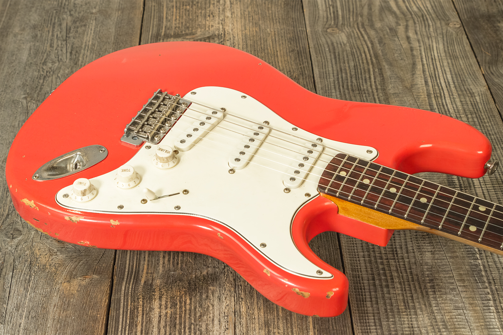 Haar Guitars Trad S 3s Lindy Fralin Trem Rw #42274 - Aged Fiesta Red - Elektrische gitaar in Str-vorm - Variation 2