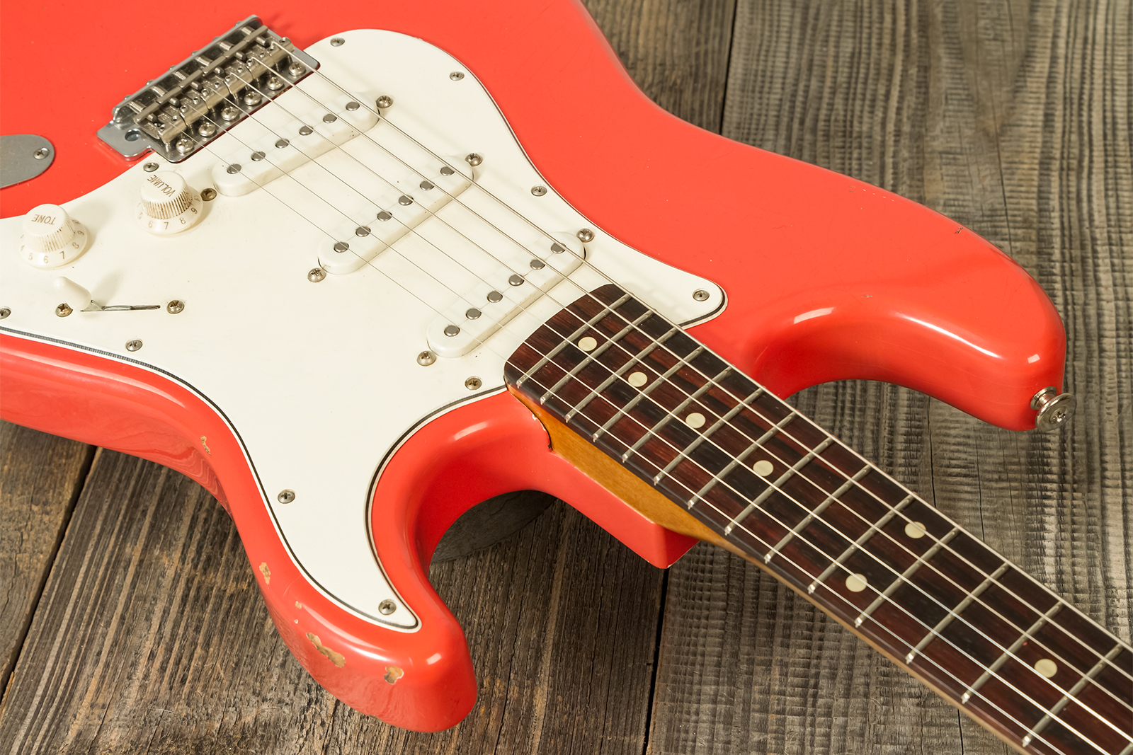 Haar Guitars Trad S 3s Lindy Fralin Trem Rw #42274 - Aged Fiesta Red - Elektrische gitaar in Str-vorm - Variation 4