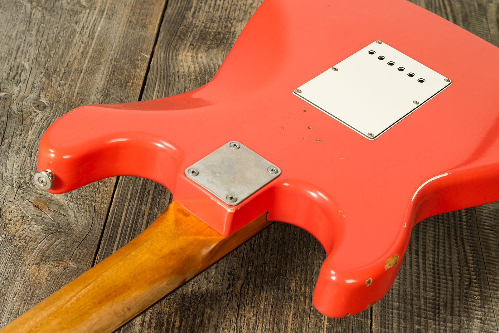 Haar Guitars Trad S 3s Lindy Fralin Trem Rw #42274 - Aged Fiesta Red - Elektrische gitaar in Str-vorm - Variation 6