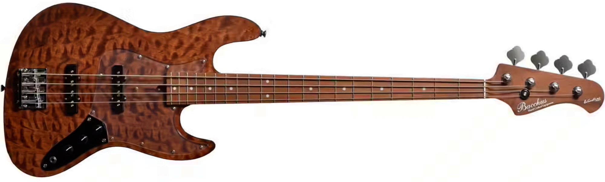 Bacchus Jt Wl4-qm Rsm/m Jap Tune Up Mn - Brown Satin - Solid body elektrische bas - Main picture