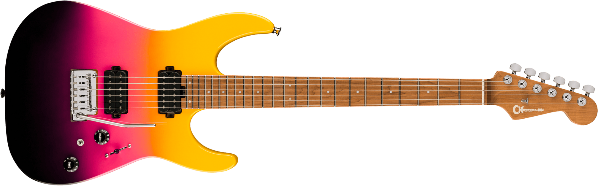 Charvel Dinky Dk24 Hh 2pt Cm Pro-mod 2h Seymour Duncan Trem Mn - Malibu Sunset - Elektrische gitaar in Str-vorm - Main picture