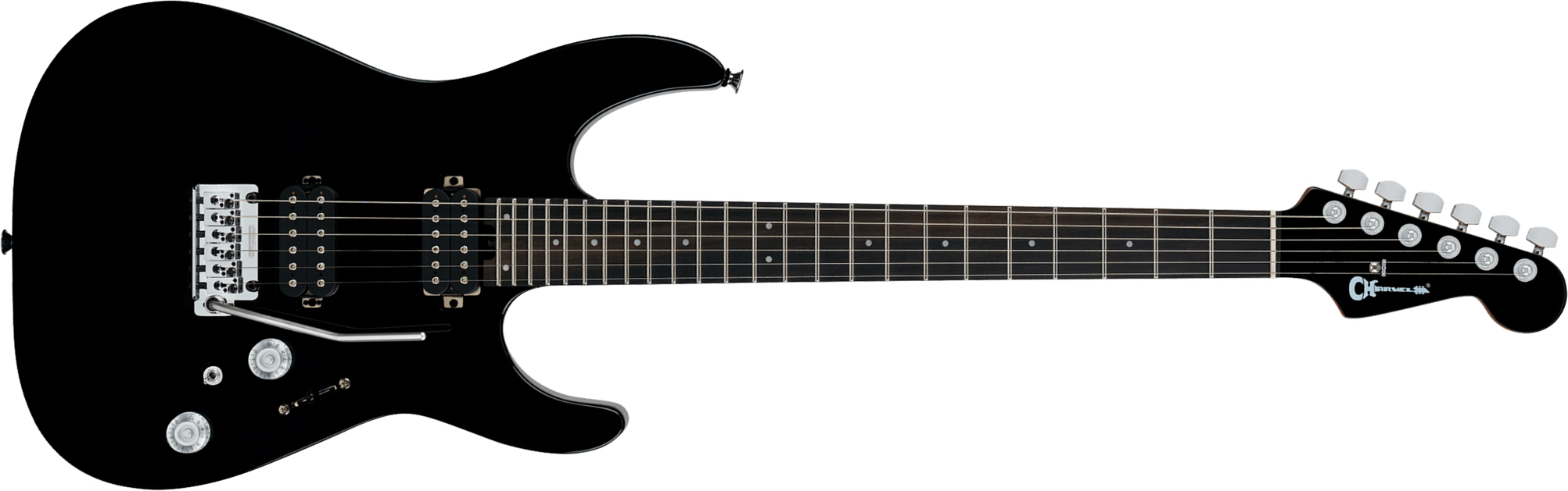 Charvel Dinky Dk24 Hh 2pt Eb Pro-mod Plus 2h Seymour Duncan Trem Eb - Raven Black - Elektrische gitaar in Strat vorm - Main picture