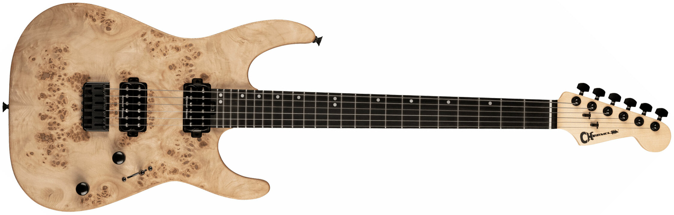 Charvel Dinky Dk24 Hh Ht E Mahogany Poplar Burl Pro-mod 2h Seymour Duncan Eb - Desert Sand - Elektrische gitaar in Str-vorm - Main picture