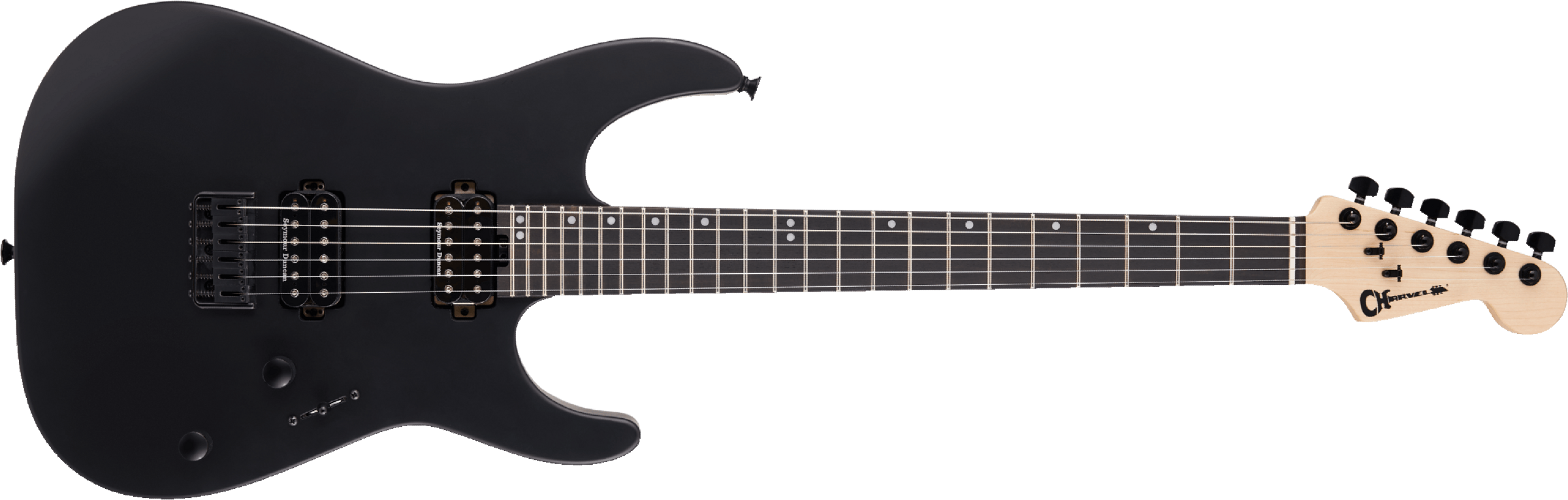 Charvel Dinky Dk24 Hh Ht E Pro-mod 2h Seymour Duncan Eb - Satin Black - Elektrische gitaar in Str-vorm - Main picture