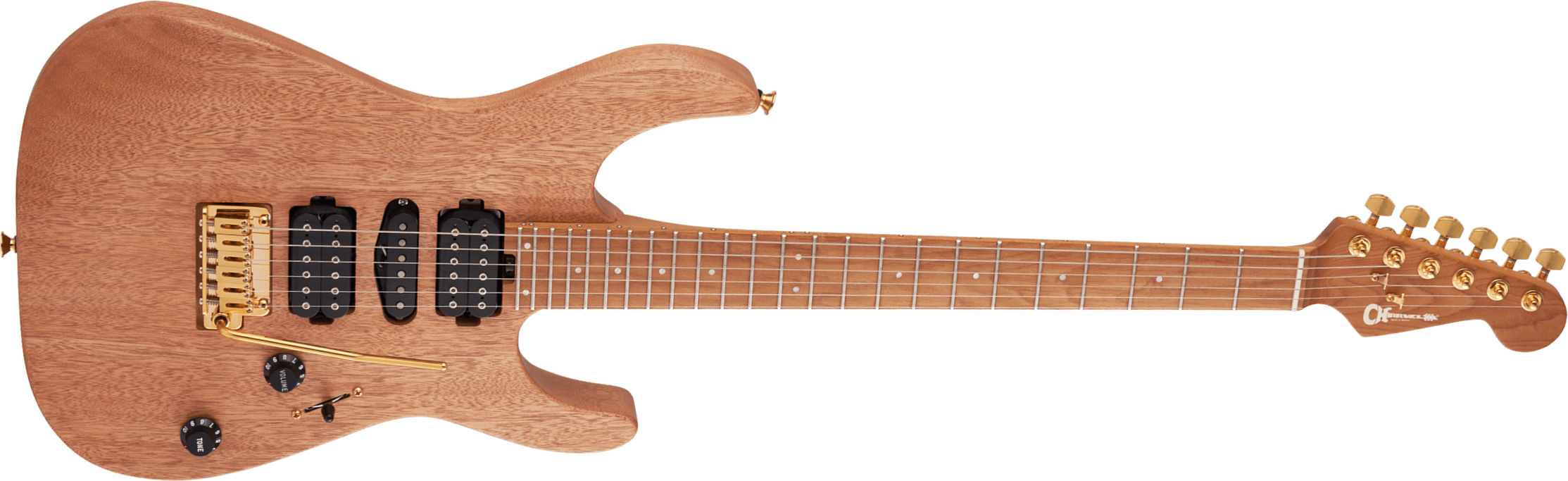 Charvel Dinky Dk24 Hsh 2pt Cm Mahogany Pro-mod Seymour Duncan Ht Mn - Natural - Elektrische gitaar in Str-vorm - Main picture