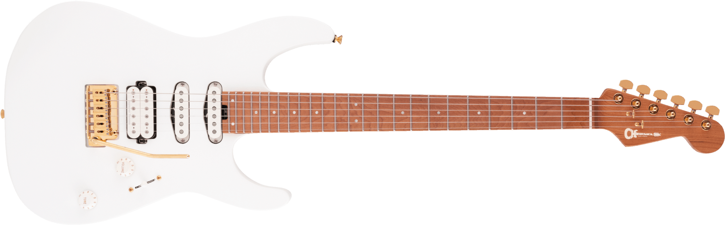 Charvel Dinky Dk24 Hss 2pt Cm Pro-mod Seymour Duncan Trem Mn - Snow White - Elektrische gitaar in Str-vorm - Main picture