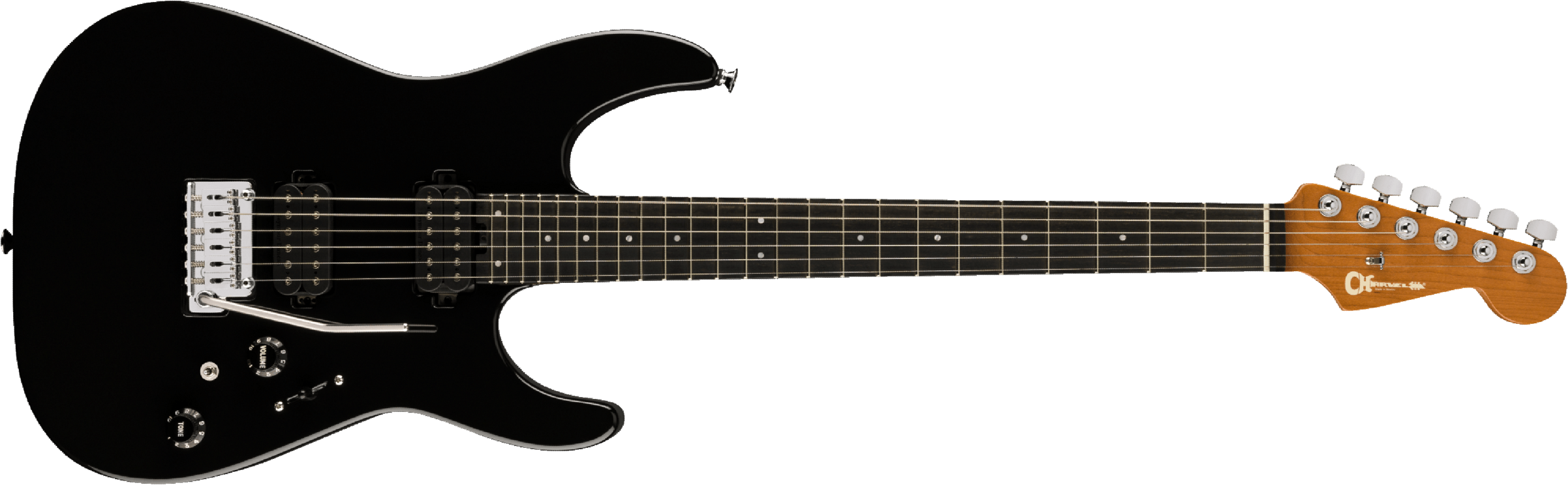 Charvel Dk24 Pro-mod 2pt Hh Eb - Gloss Black - Elektrische gitaar in Str-vorm - Main picture
