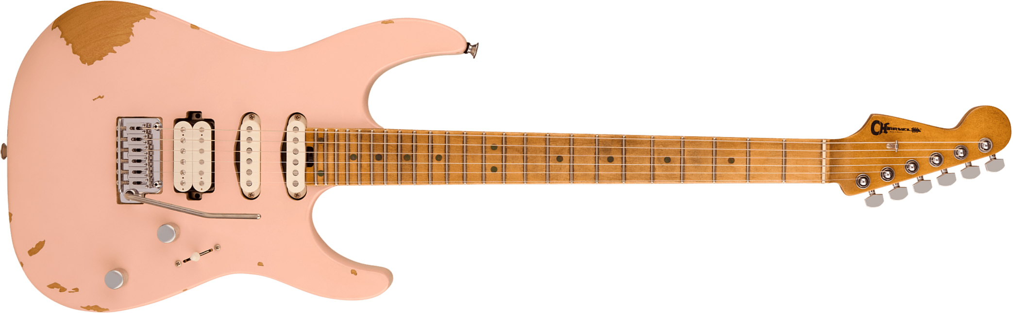 Charvel Rick Graham Dinky Dk24 2pt Cm Pro-mod Signature 2pt Hss Trem Mn - Worn Shell Pink - Elektrische gitaar in Strat vorm - Main picture