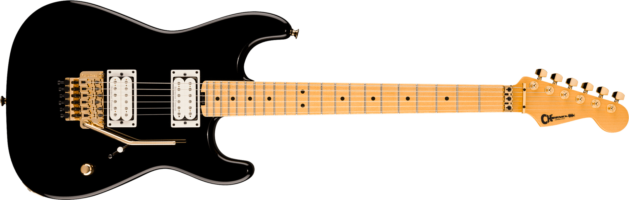 Charvel San Dimas Style 1 Sd1 Hh Fr American Neo Classic 2h Seymour Duncan Fr Mn - Gloss Black - Elektrische gitaar in Strat vorm - Main picture