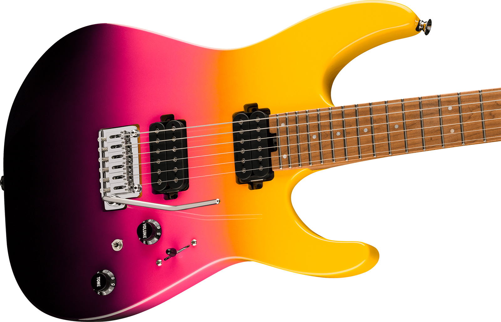 Charvel Dinky Dk24 Hh 2pt Cm Pro-mod 2h Seymour Duncan Trem Mn - Malibu Sunset - Elektrische gitaar in Str-vorm - Variation 2
