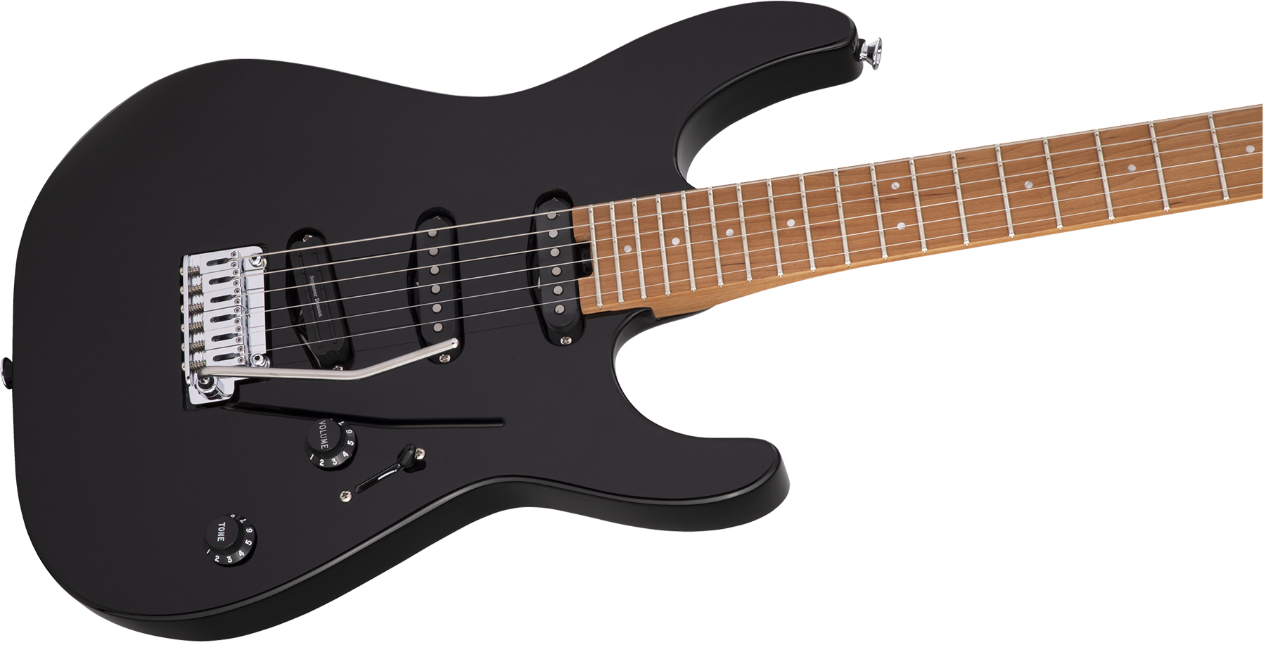 Charvel Dinky Dk22 Sss 2pt Cm Pro-mod 3s Seymour Duncan Trem Mn - Gloss Black - Elektrische gitaar in Str-vorm - Variation 2