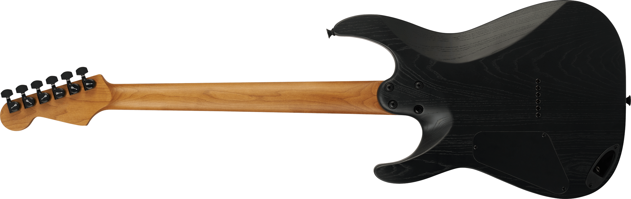 Charvel Dk24 Pro Mod Dinky Qm Plus Ht Hh Eb - Black Ash - Elektrische gitaar in Strat vorm - Variation 1