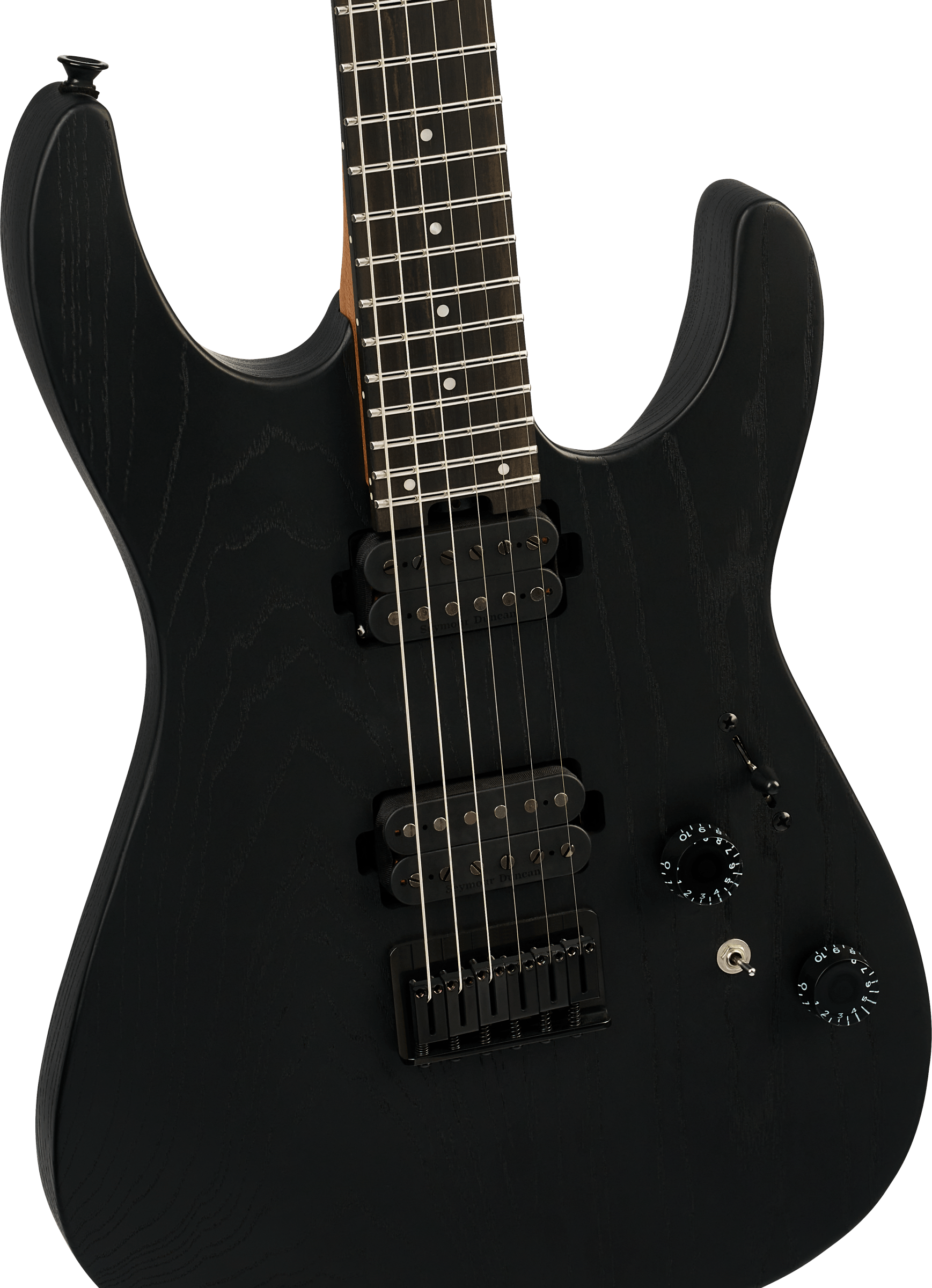 Charvel Dk24 Pro Mod Dinky Qm Plus Ht Hh Eb - Black Ash - Elektrische gitaar in Strat vorm - Variation 2