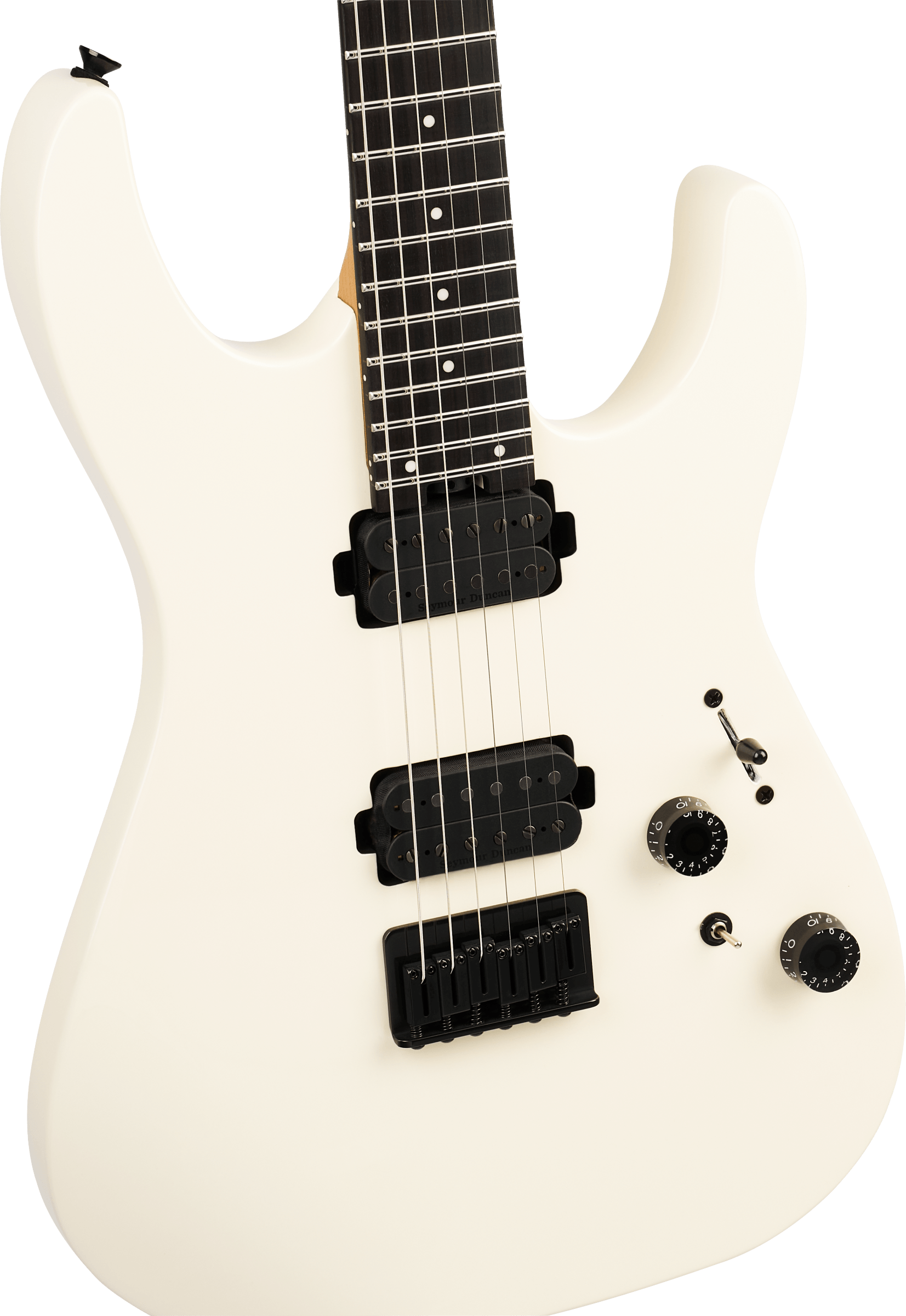 Charvel Dk24 Pro Mod Dinky Qm Plus Ht Hh Eb - Creme White - Elektrische gitaar in Strat vorm - Variation 2