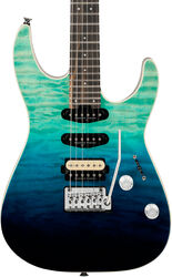 Elektrische gitaar in strat vorm Charvel Pro-Mod Plus Dinky DK24 HSS 2PT EB QM - Blue Curacao