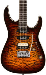 Elektrische gitaar in strat vorm Charvel DK24 Pro Mod Dinky QM Plus HSS - Amber Tiger Eye