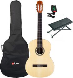 Klassieke gitaar set Cordoba Protégé C1M 4/4 + housse + repose-pied + accordeur + 3MM BLACK 4/4 (2003 CLA44-BK) + FTX - Natural