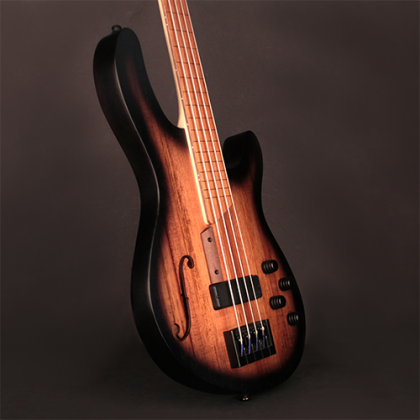 Cort B4fl Mhpz Active Piezo Fretless Jat - Trans Black Burst Satin - Hollow body elektrische bas - Variation 1