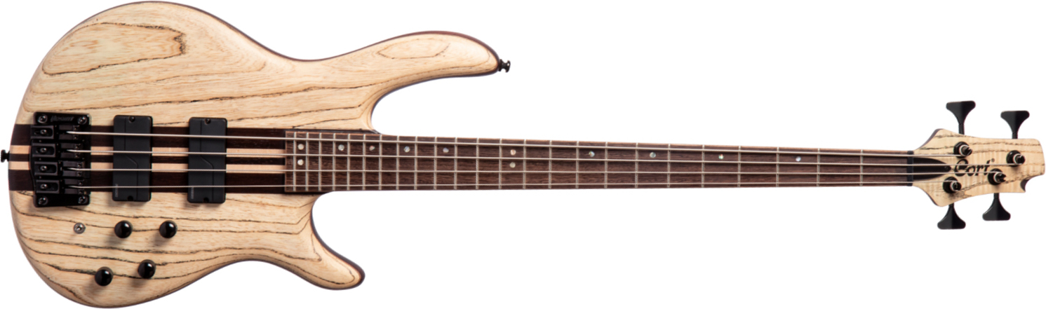 Cort A4 Ultra Ash Active Fishman Fluence Pan - Etched Natural Black - Solid body elektrische bas - Main picture