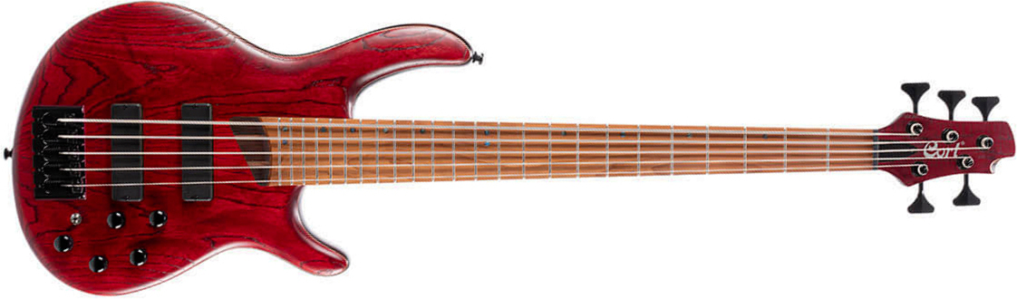Cort B5 Element Artisan 5c Active Bartolini Mn - Open Pore Burgundy Red - Solid body elektrische bas - Main picture