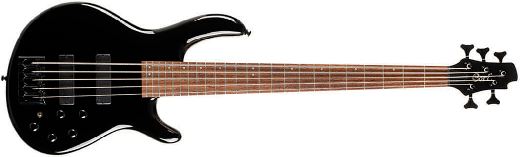 Cort C5 Deluxe Artisan 5c Active Bartolini Jat - Black - Solid body elektrische bas - Main picture