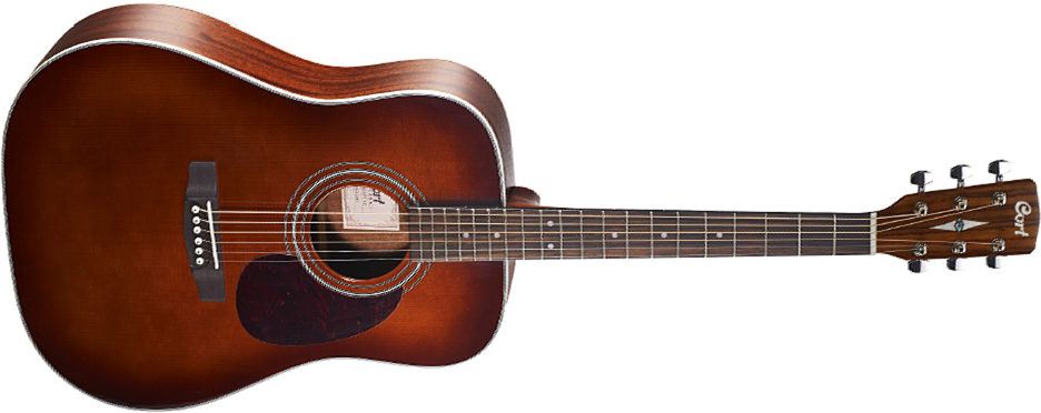 Cort Earth 70 Br Dreadnought Epicea Acajou - Brown Gloss - Westerngitaar & electro - Main picture