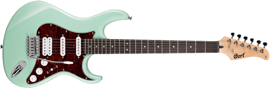 Cort G110 Cgn Tortoise Pickguard Hss Trem - Caribbean Green - Elektrische gitaar in Str-vorm - Main picture