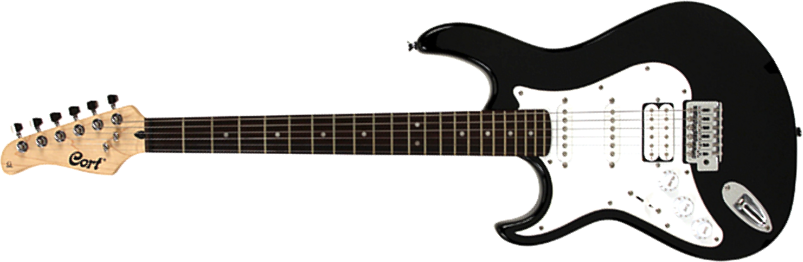 Cort G110g Bk Gaucher Hss Trem - Black - Linkshandige elektrische gitaar - Main picture