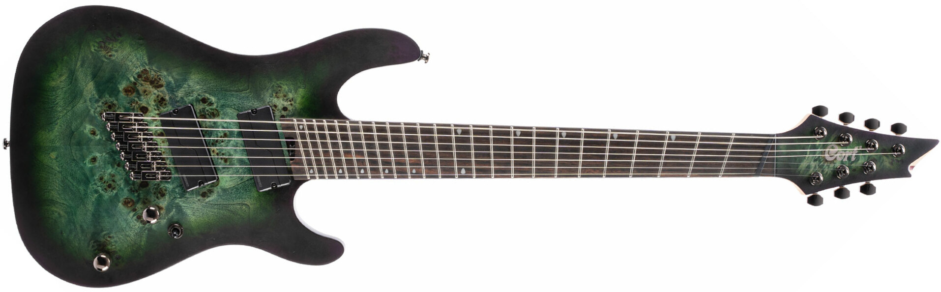 Cort Kx507 Multi Scale 7c Hh Fishman Fluence Ht Eb - Star Dust Green - 7-snarige elektrische gitaar - Main picture