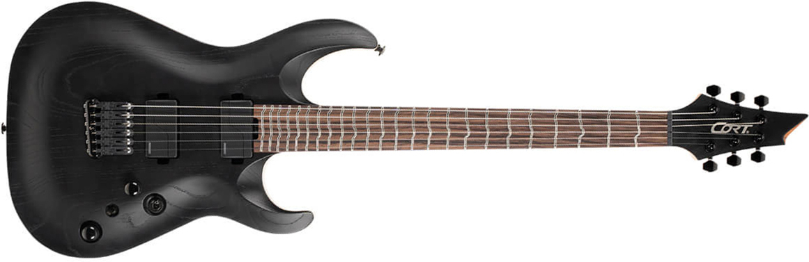 Cort Kx700 Tt True Temperament 2h Fishman Fluence Modern Ht Eb - Open Pore Black - Multi-scale gitaar - Main picture