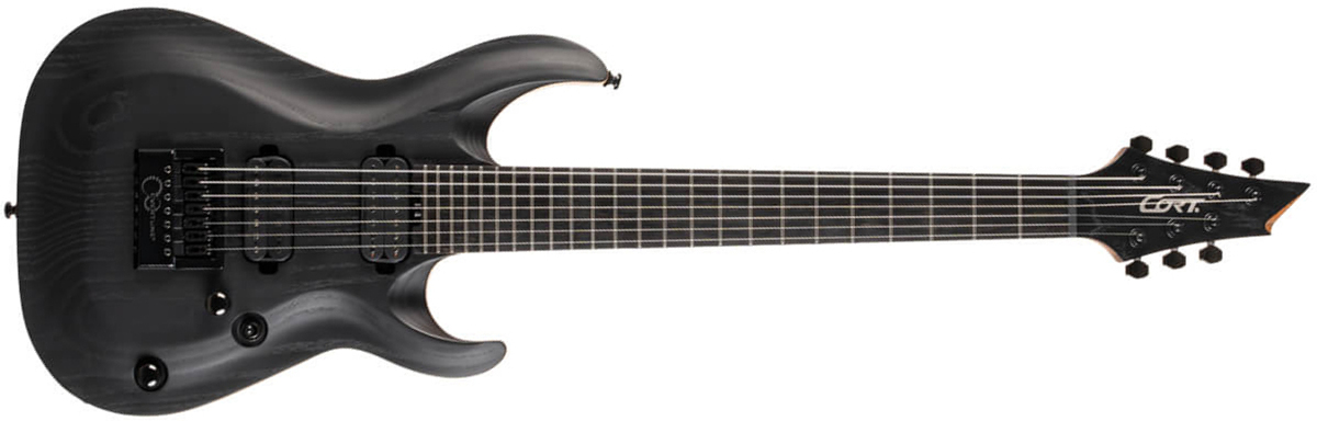 Cort Kx707 Evertune 2h Seymour Duncan Ht Eb - Open Pore Black - 7-snarige elektrische gitaar - Main picture