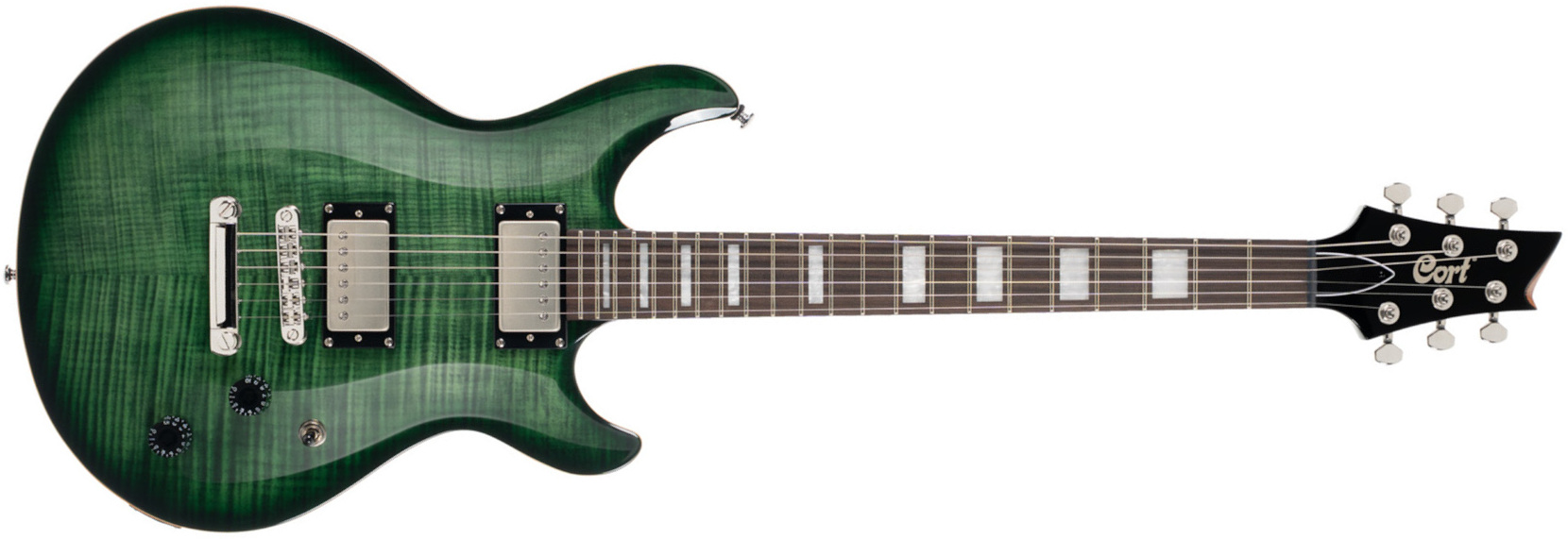 Cort M600tgb  Hh Ht Rw - Trans Green Burst - Double cut gitaar - Main picture