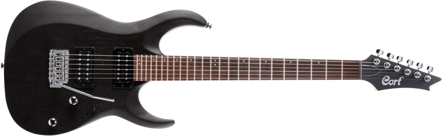 Cort X100 Opb Hh Trem Jat - Open Pore Black - Elektrische gitaar in Str-vorm - Main picture