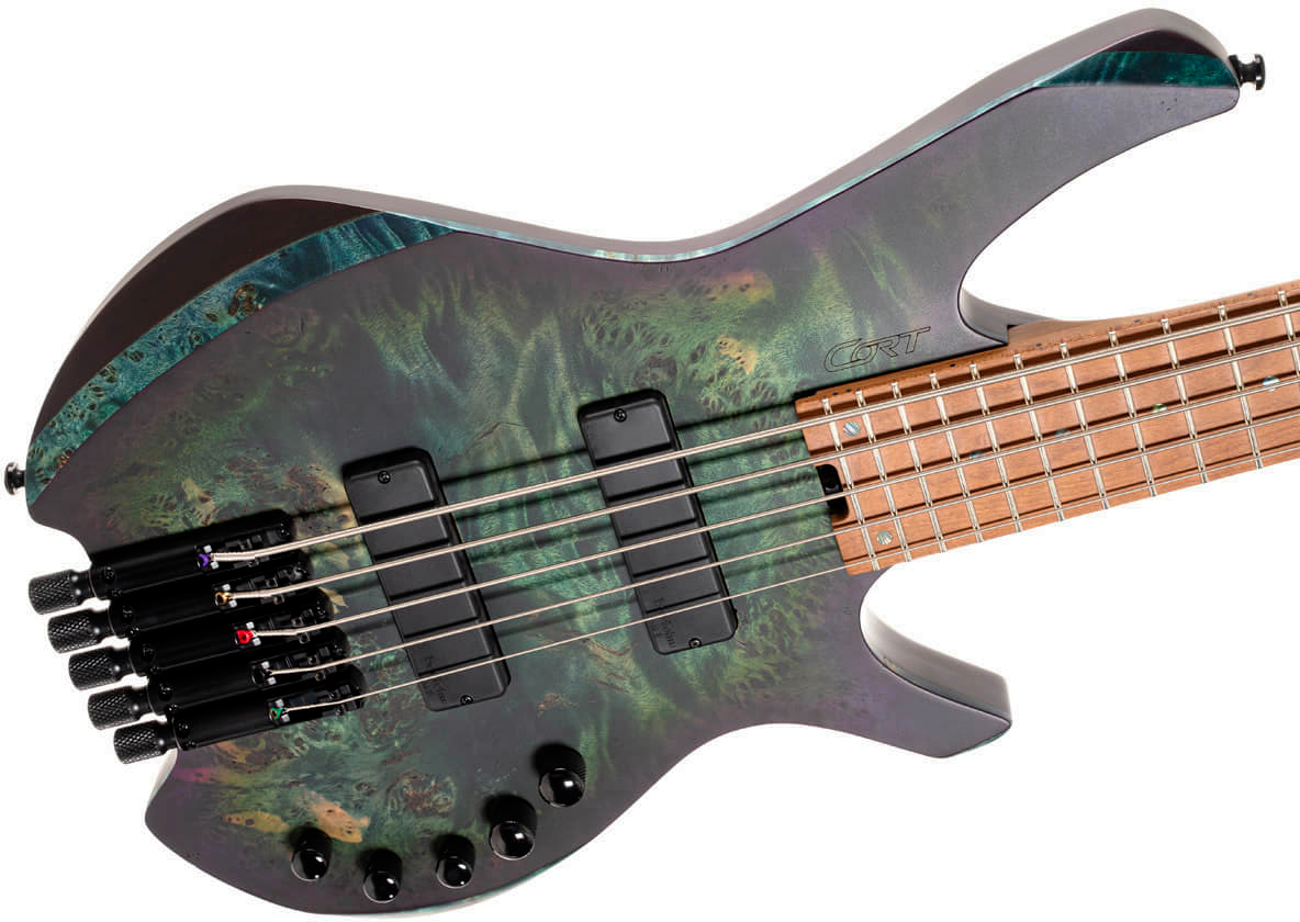 Cort Space 5c Artisan Active Bartolini Mn - Matte Star Dust Green - Solid body elektrische bas - Variation 2