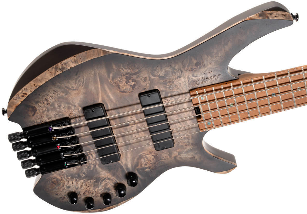 Cort Space 5c Artisan Active Bartolini Mn - Matte Star Dust Black - Solid body elektrische bas - Variation 8