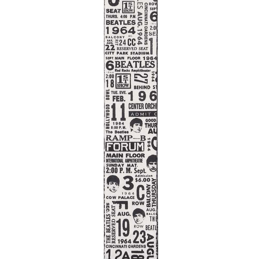 D'addario 50btl13 Beatles 1964 Us Tour Ticket Stubs Guitar Strap, Black And White - Gitaarriem - Variation 1