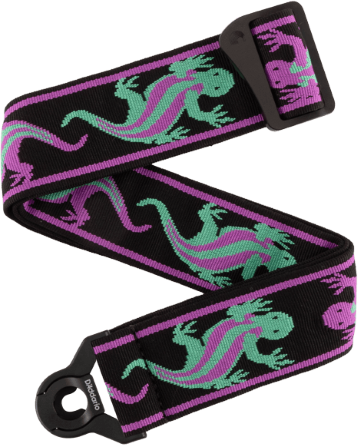 D'addario 50balpw01 Auto Lock Vintage Planet Waves, Lizards Green/purple - Gitaarriem - Main picture