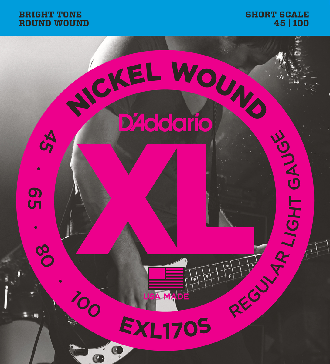 D'addario Jeu De 4 Cordes Basse Elec. 4c Nickelwound Short Scale 045.100 Exl170s - Elektrische bassnaren - Main picture