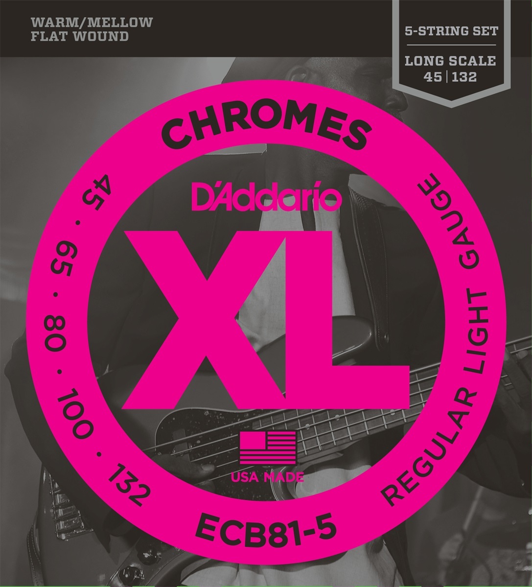 D'addario Jeu De 5 Cordes Basse Elec. 5c Chromes Long Scale 045.132 Ecb81.5 - Elektrische bassnaren - Main picture