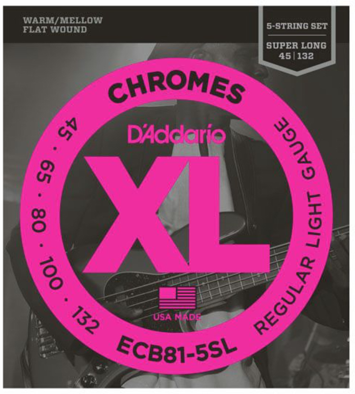 D'addario Ecb81-5sl Chromes Flat Wound Electric Bass Super Long Scale 5c 45-132 - Elektrische bassnaren - Main picture