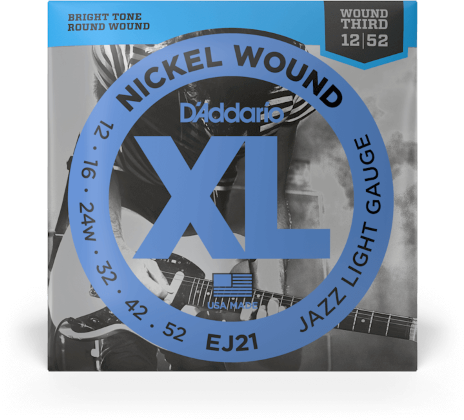 D'addario Jeu De 6 Cordes Ej21 Nickel Round Wound Jazz Light 12-52 - Elektrische gitaarsnaren - Main picture