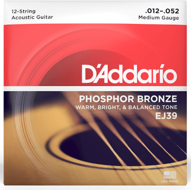 D'addario Jeu De 12 Cordes Ej39 Phosphor Bronze Acoustic Guitar Medium 13-56 - Westerngitaarsnaren - Main picture