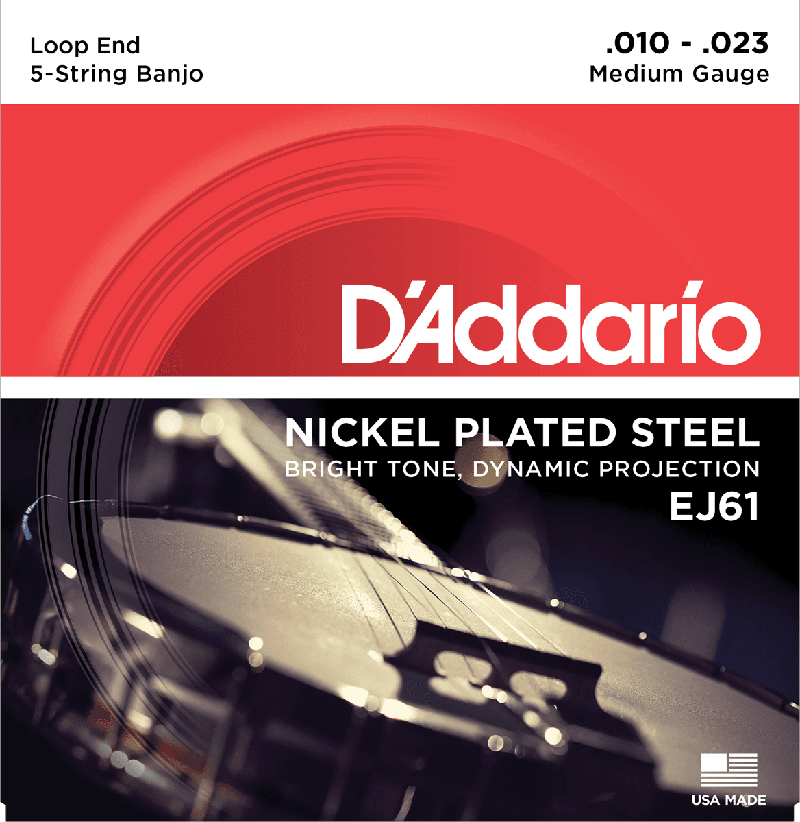 D'addario Ej61 5-string Bango Medium Nickel Plated Steel 010-023 - Banjosnaren - Main picture