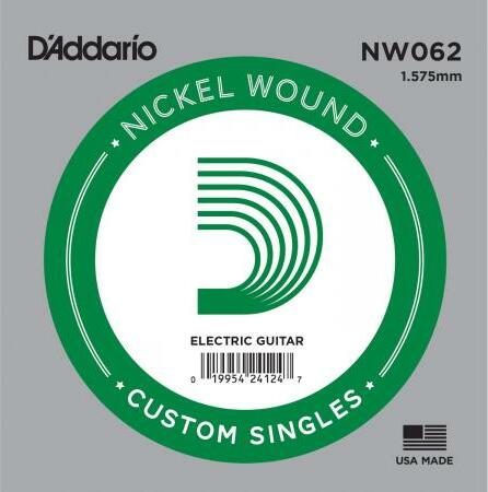 D'addario Electric (1) Nw062 Single Xl Nickel Wound 062 - Elektrische gitaarsnaren - Main picture