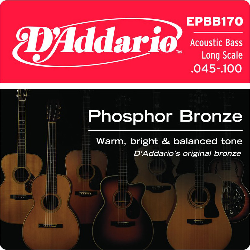 D'addario Jeu De 4 Cordes Epbb170 Phosphor Bronze Acoustic Bass Long Scale 45-100 - Akoestische bassnaren - Main picture