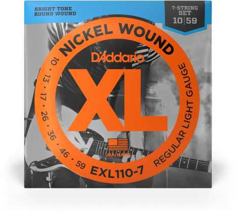 D'addario Jeu De 7 Cordes Exl110-7 Nickel Round Wound 7-string Regular Light 10-59 - Elektrische gitaarsnaren - Main picture