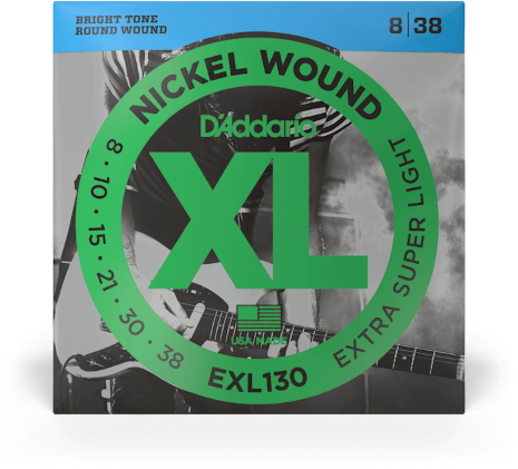 D'addario Exl130 Nickel Wound, Extra-super Light, 8-38 - Elektrische gitaarsnaren - Main picture