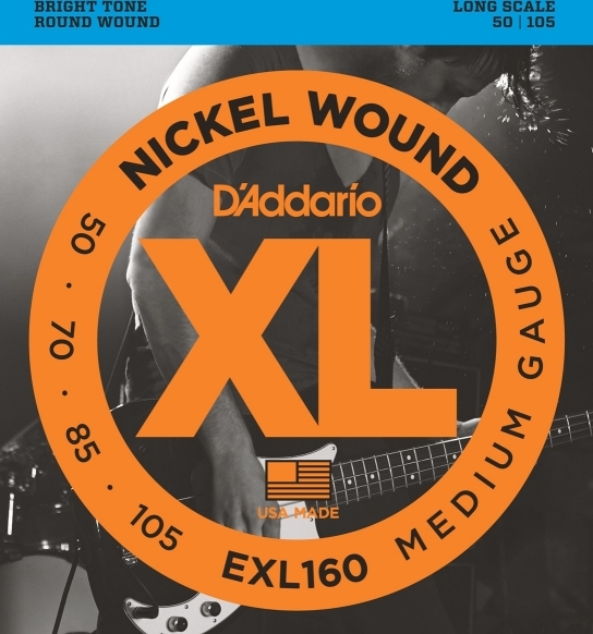 D'addario Jeu De 4 Cordes Exl160 Nickel Round Wound Bass Long Scale Medium 50-105 - Elektrische bassnaren - Main picture