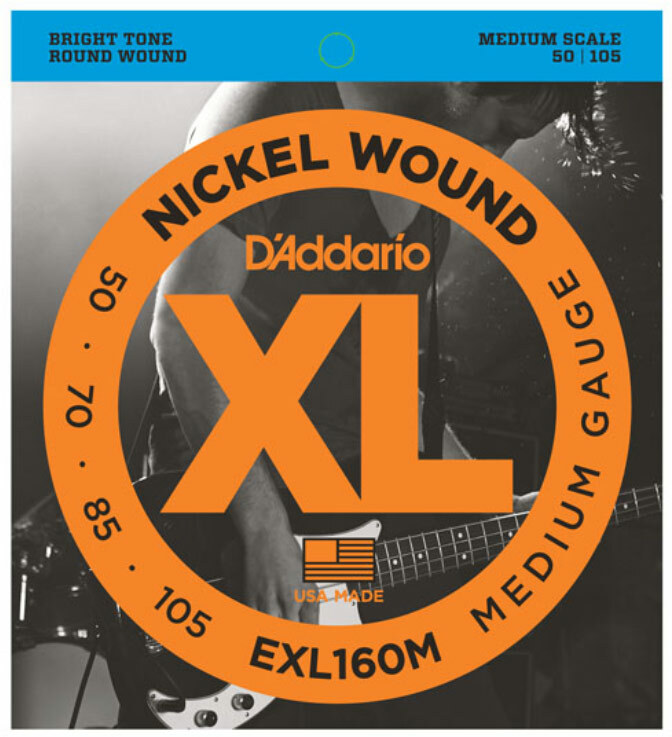 D'addario Exl160m Nickel Round Wound Bass Medium Scale Medium 4c 50-105 - Elektrische bassnaren - Main picture